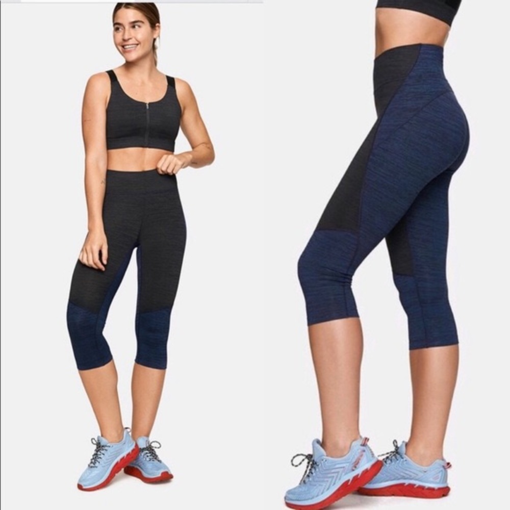 Outdoor Voices Cropped Leggings Blue And Gray